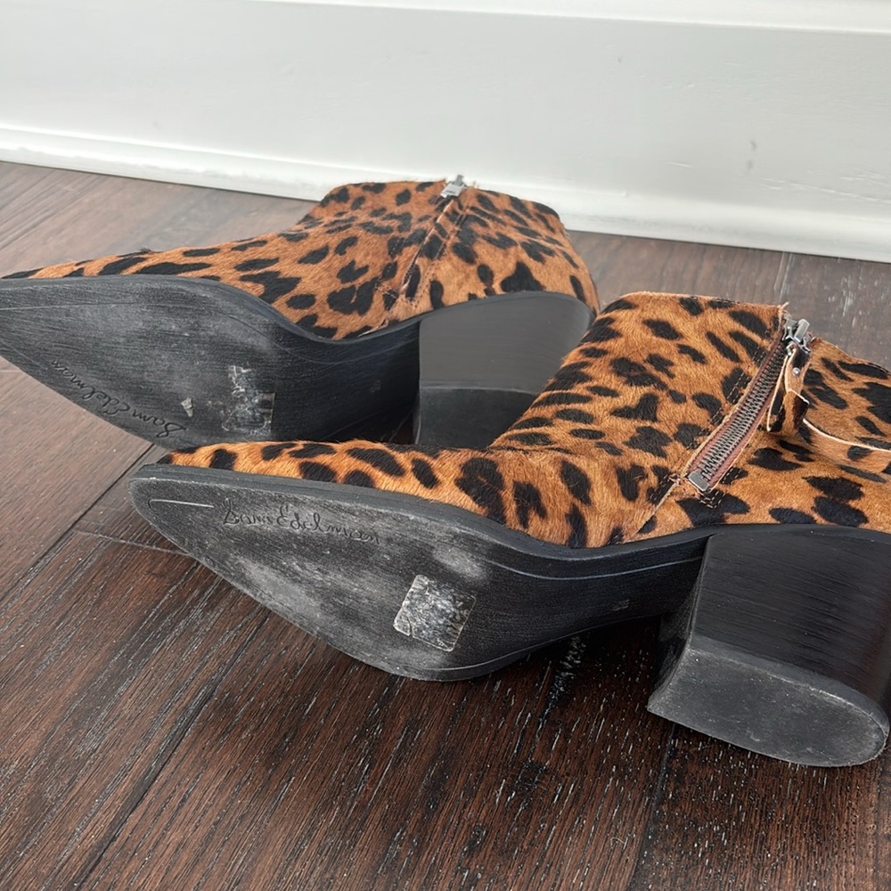 Anthropologie Sam Edelman Walden Half Hair Leopard Booties 8 - Picture 7 of 8